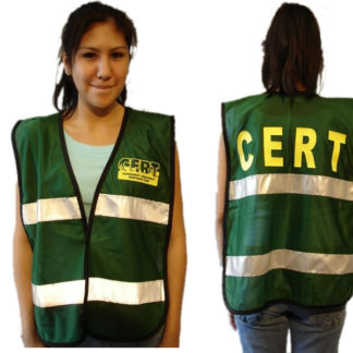 10138 C.E.R.T Green Mesh Safety Vest with Reflective Stripes and Logo